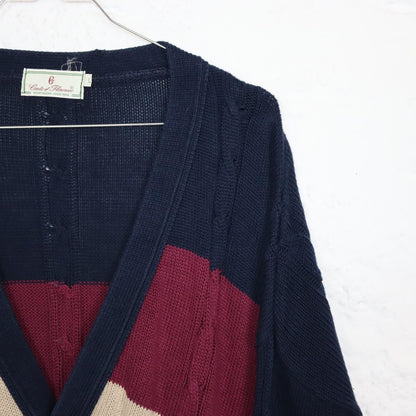 Vintage 80er 90er CONTE OF FLORENCE Strickjacke Cardigan gestreift Knopfleiste 52 L