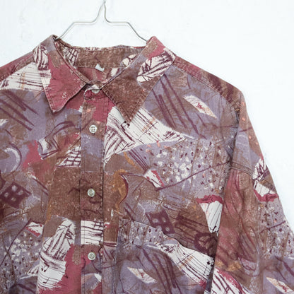 Vintage 80s 90s ANGELO LEGICO shirt long sleeve crazy pattern patterned XL