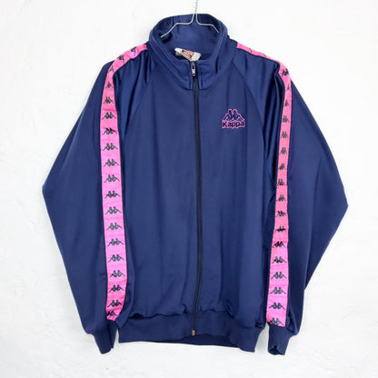 Vintage 80s 90s KAPPA tracksuit jacket stand-up collar dark blue pink S