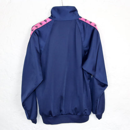 Vintage 80s 90s KAPPA tracksuit jacket stand-up collar dark blue pink S