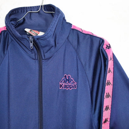 Vintage 80s 90s KAPPA tracksuit jacket stand-up collar dark blue pink S