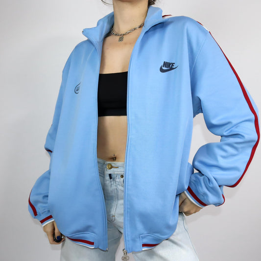 Vintage 90s 00s Y2k NIKE tracksuit jacket stand-up collar light blue red XL