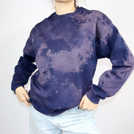 Vintage 80er 90er HANES Sweatshirt Pullover upcycled self-made Batik Lila M
