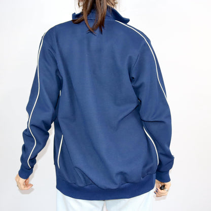 Vintage 80s 90s DIADORA tracksuit jacket stand-up collar dark blue tight M/L