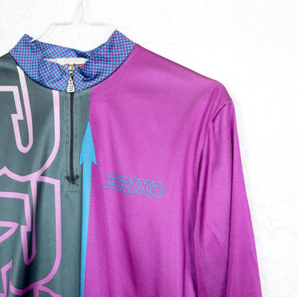 Vintage 80er 90er BRIKO Fahrradtrikot Racing Shirt blau lila langarm M