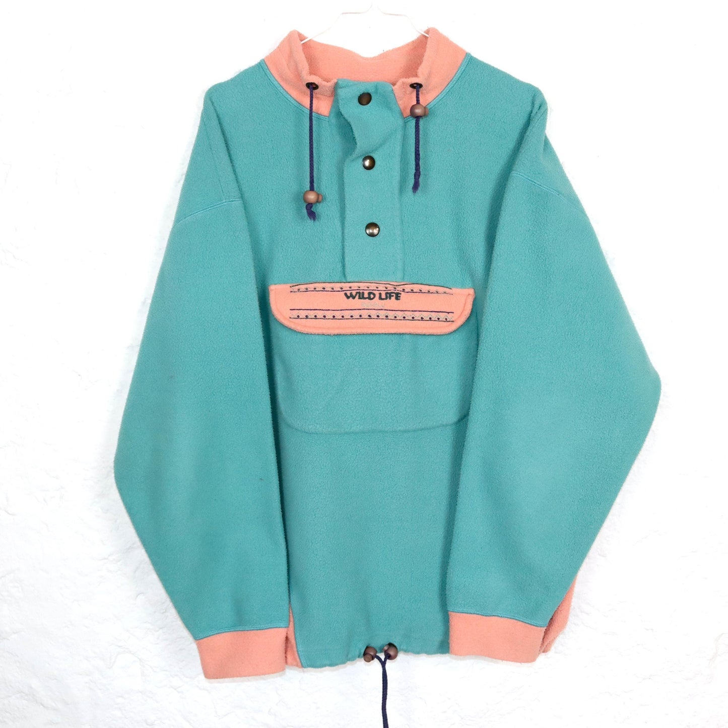 Vintage 80er 90er BIDIBLU Fleecepullover Pullover Stehkragen Pastell XL