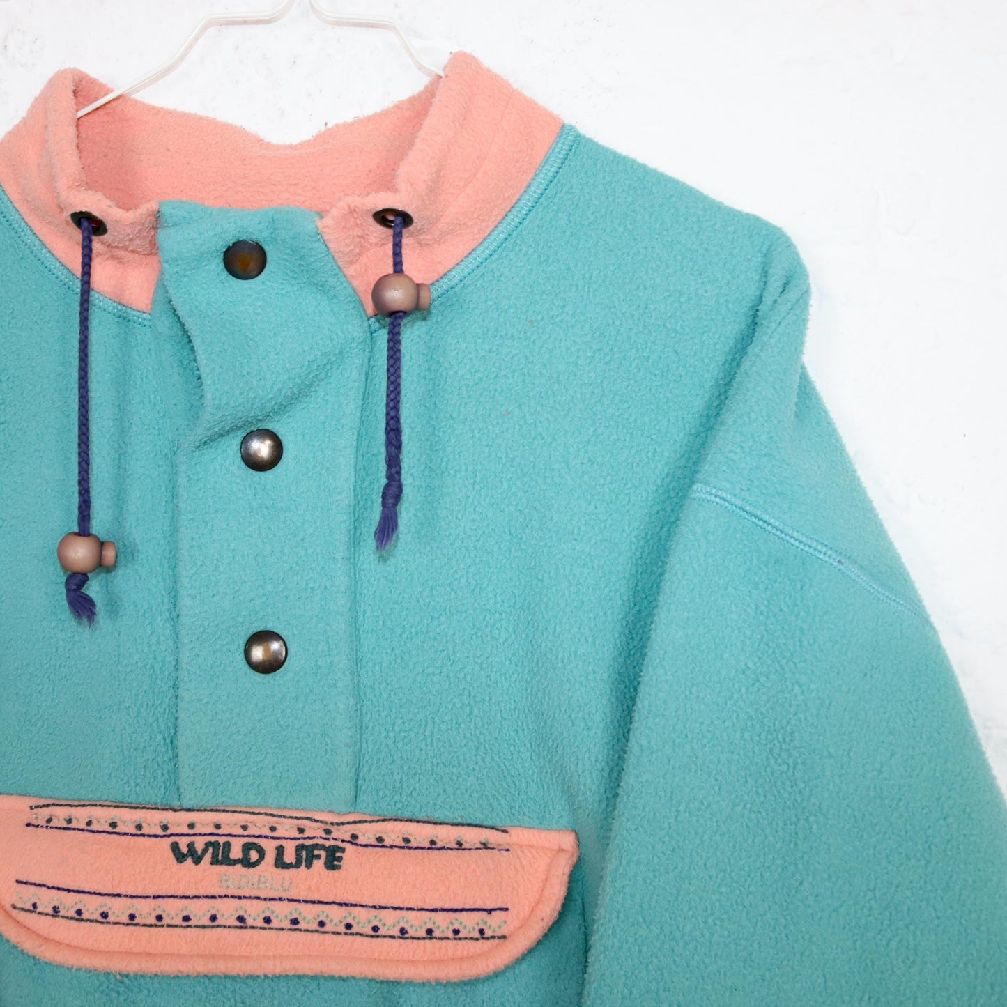 Vintage 80er 90er BIDIBLU Fleecepullover Pullover Stehkragen Pastell XL