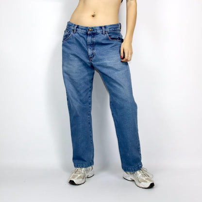 Vintage 80s 90s WAMPUM Jeans Pants Baggy double layer lined blue 50 L