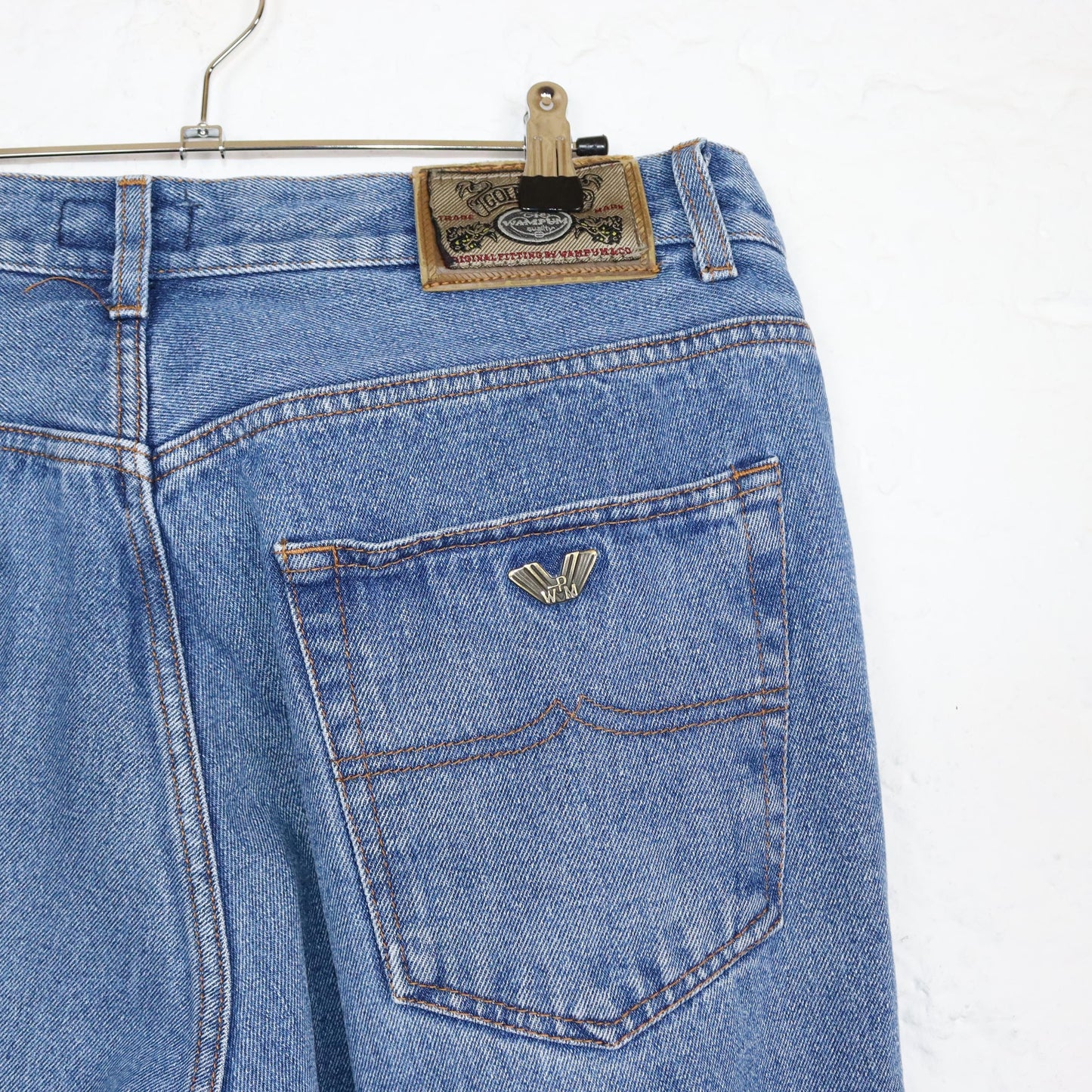 Vintage 80s 90s WAMPUM Jeans Pants Baggy double layer lined blue 50 L