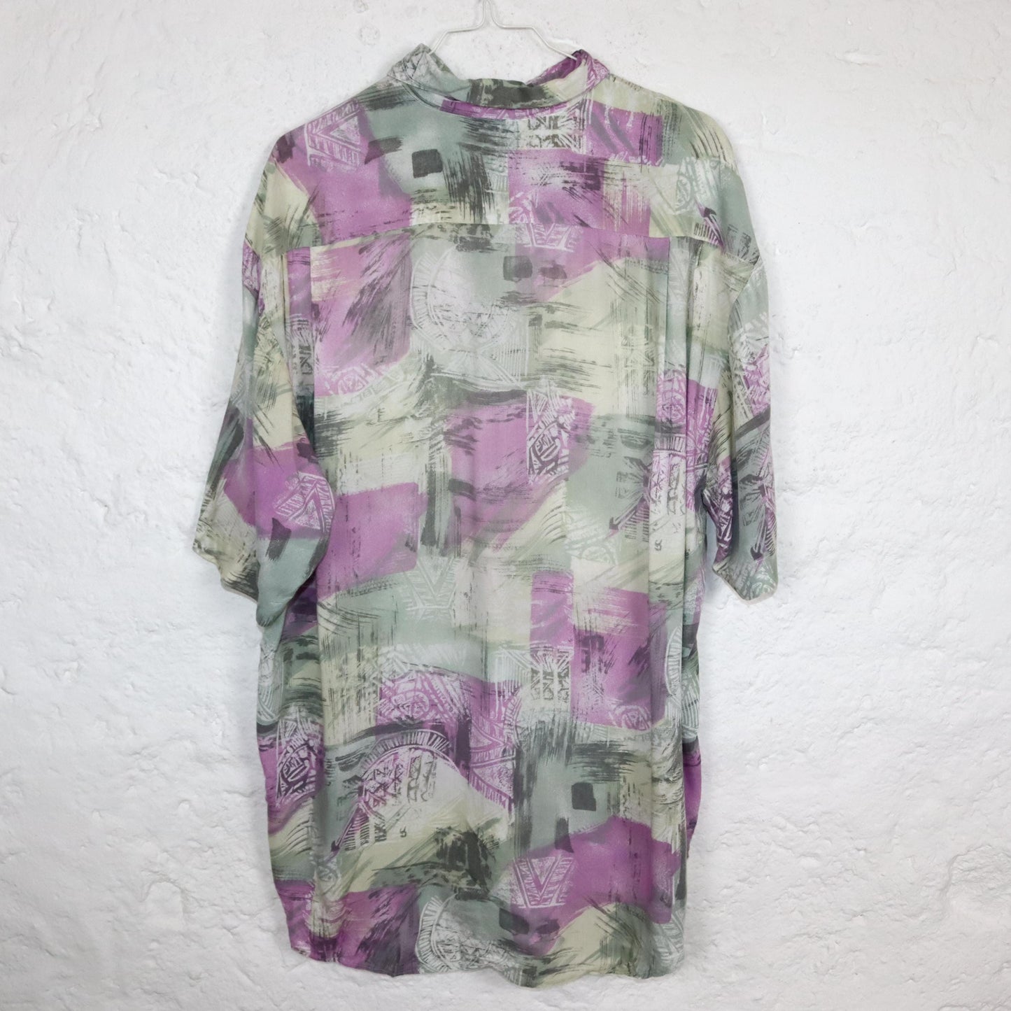 Vintage 80s 90s CASH MC CALL shirt short sleeve crazy pattern pink pastel L