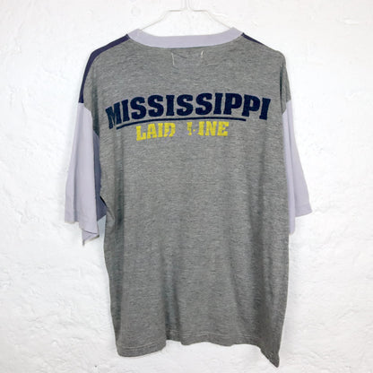Vintage 80s 90s MISSISSIPPI T-shirt short sleeve print lilac grey M