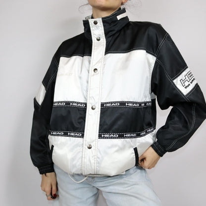 Vintage 80s 90s HEAD rain jacket windbreaker black white L