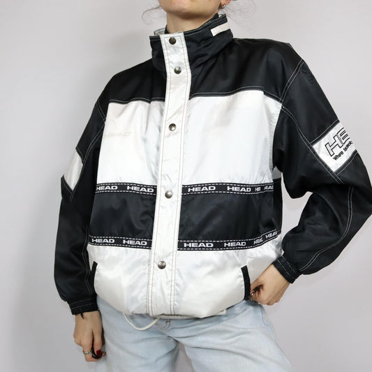 Vintage 80s 90s HEAD rain jacket windbreaker black white L