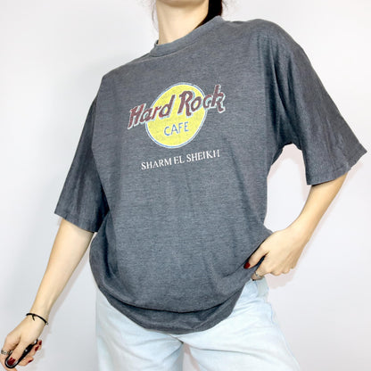 Vintage 80s 90s HARD ROCK Cafe Sharm El Sheiki T-Shirt short sleeve print grey XL