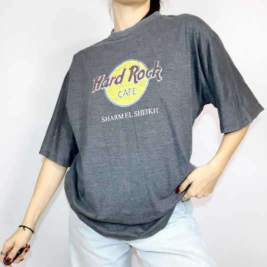 Vintage 80s 90s HARD ROCK Cafe Sharm El Sheiki T-Shirt short sleeve print grey XL