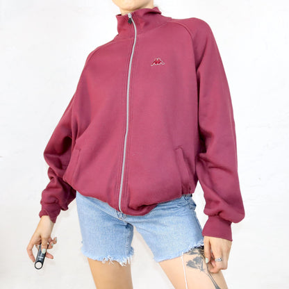 Vintage 80s 90s Y2k KAPPA tracksuit jacket sweat jacket stand-up collar dark red L