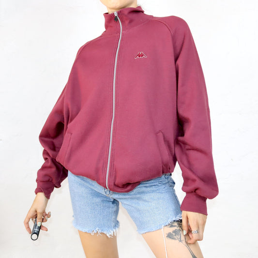 Vintage 80s 90s Y2k KAPPA tracksuit jacket sweat jacket stand-up collar dark red L