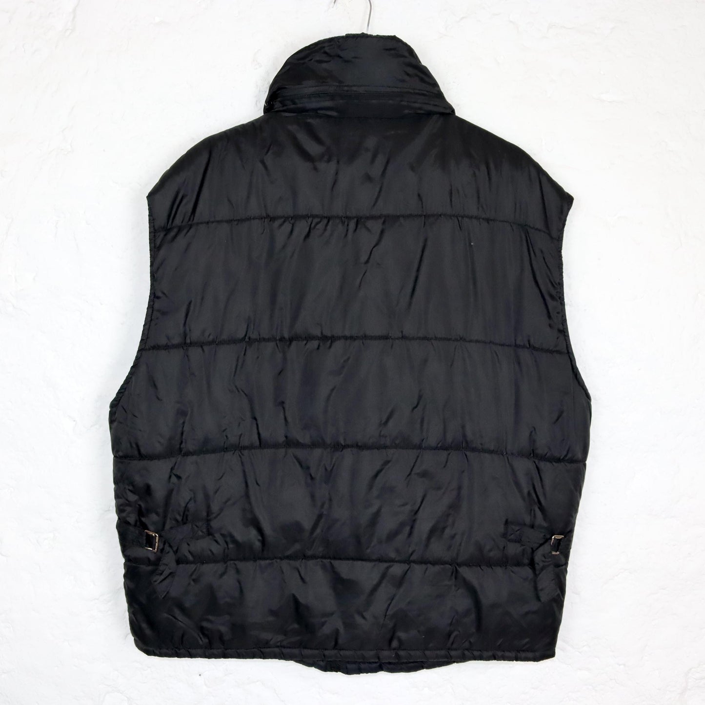 Vintage 80s 90s OIL&amp;CO puffer vest black stand-up collar lined M