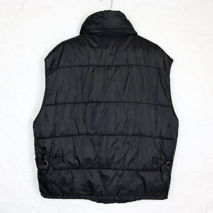 Vintage 80s 90s OIL&amp;CO puffer vest black stand-up collar lined M