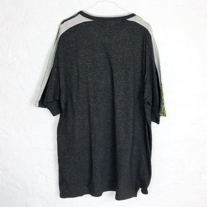 Vintage 80s 90s ASICS T-Shirt short sleeve grey melange neon green XL