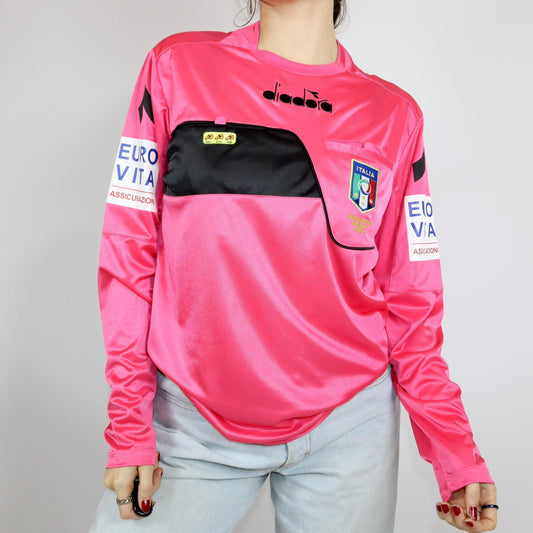 Vintage 80er 90er DIADORA Fußballtrikot Trikot pink Italien FIGC M