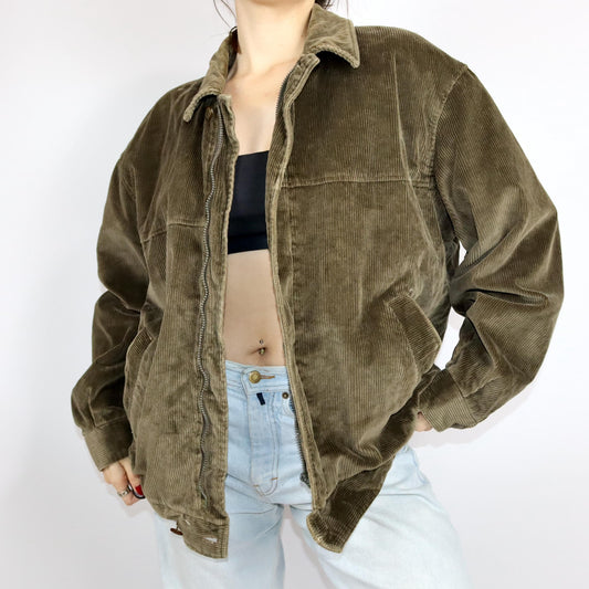 Vintage 80s 90s EL PASO corduroy jacket corduroy brown collar inside flannel XL