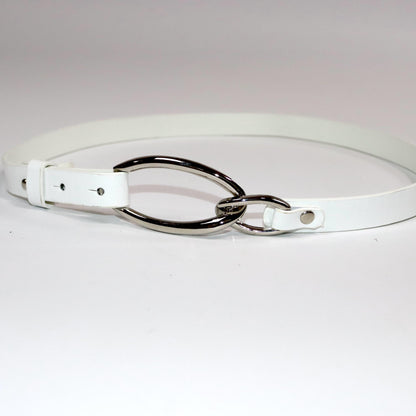 Vintage 80er 90er Y2k schmaler Gürtel silber weiß Schnalle Made in Italy 85 cm