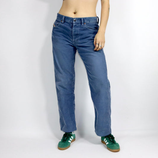 Vintage 80s 90s DIESEL corduroy trousers corduroy jeans light blue straight leg W34