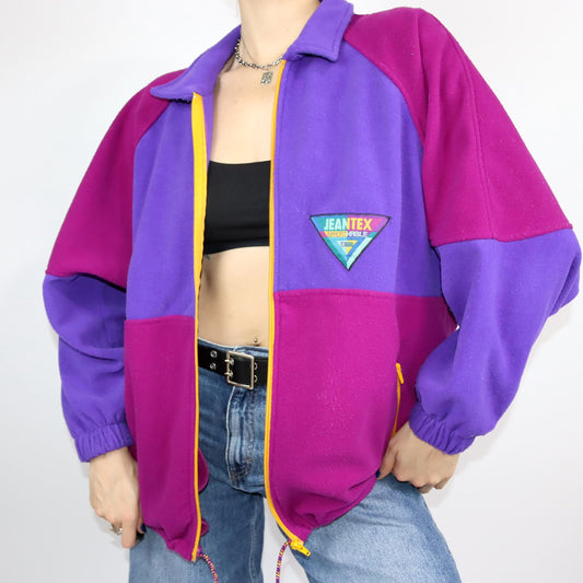 Vintage 80s 90s JEANTEX fleece jacket jacket collar fleece purple pink 44/46