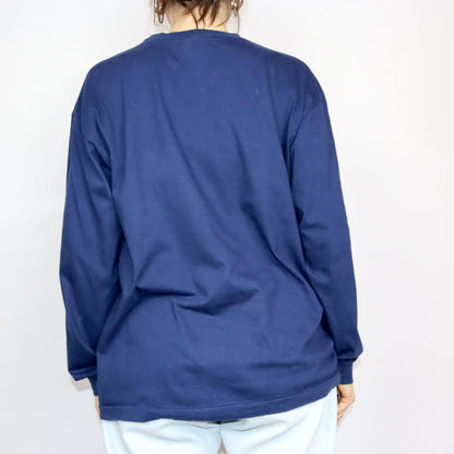Vintage 80s 90s REEBOK longsleeve T-shirt long sleeve print Yankees dark blue XL
