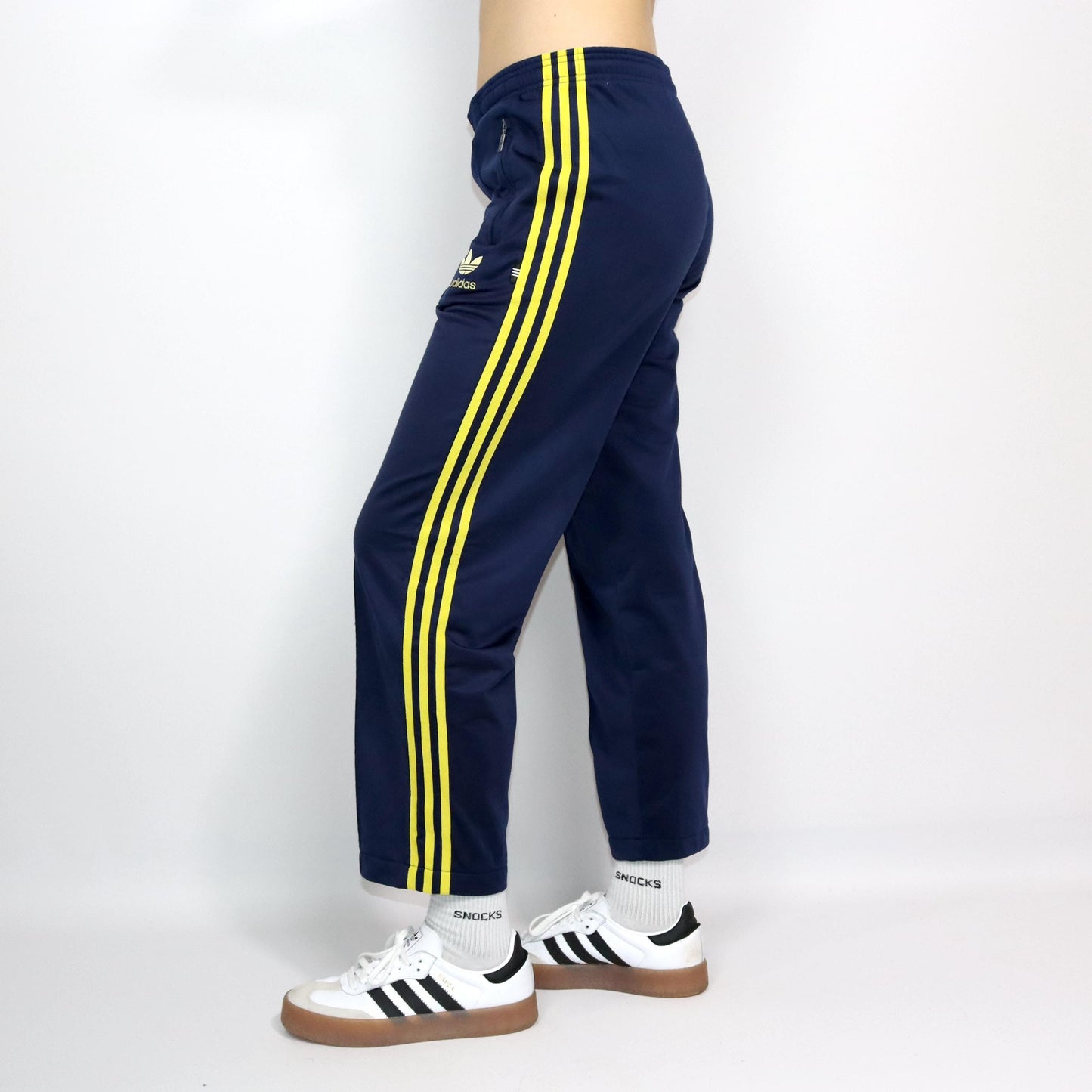 Vintage 80s 90s ADIDAS tracksuit bottoms dark blue yellow M/L
