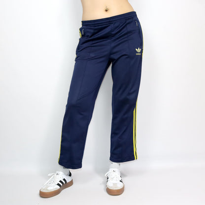 Vintage 80s 90s ADIDAS tracksuit bottoms dark blue yellow M/L