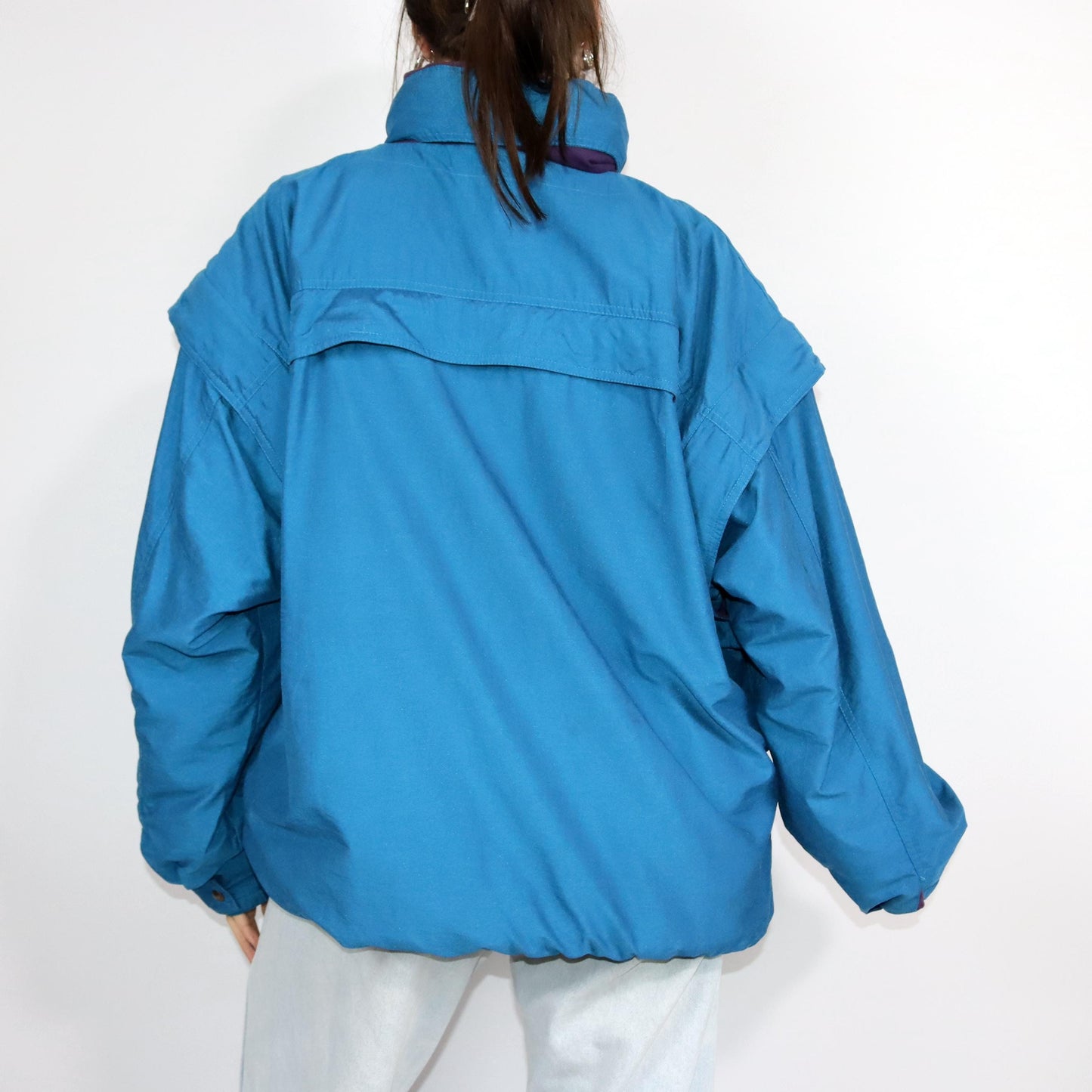 Vintage 80s 90s ADIDAS sailing jacket overcoat windbreaker vest hood Aditex blue 58 XXXL