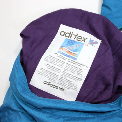 Vintage 80s 90s ADIDAS sailing jacket overcoat windbreaker vest hood Aditex blue 58 XXXL