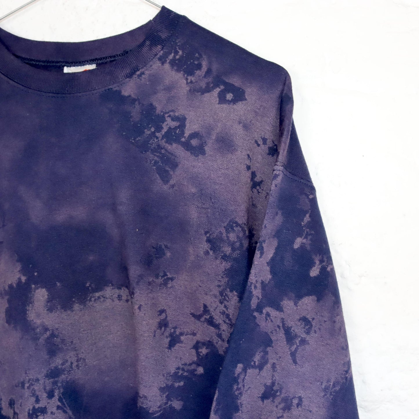 Vintage 80er 90er HANES Sweatshirt Pullover upcycled self-made Batik Lila M