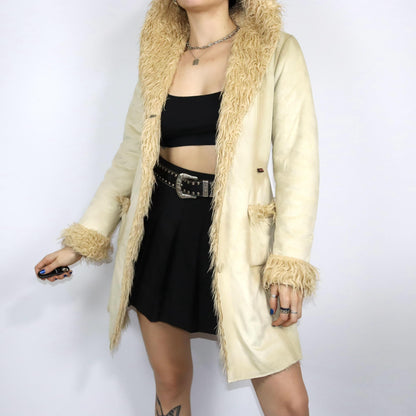 Vintage 80s 90s Y2k ESSENZA coat Afghan Penny Lane beige hood M