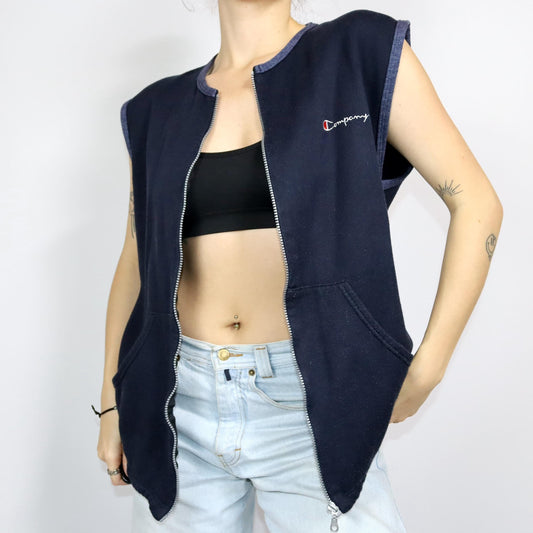 Vintage 80s 90s COMPANY vest zipper dark blue L