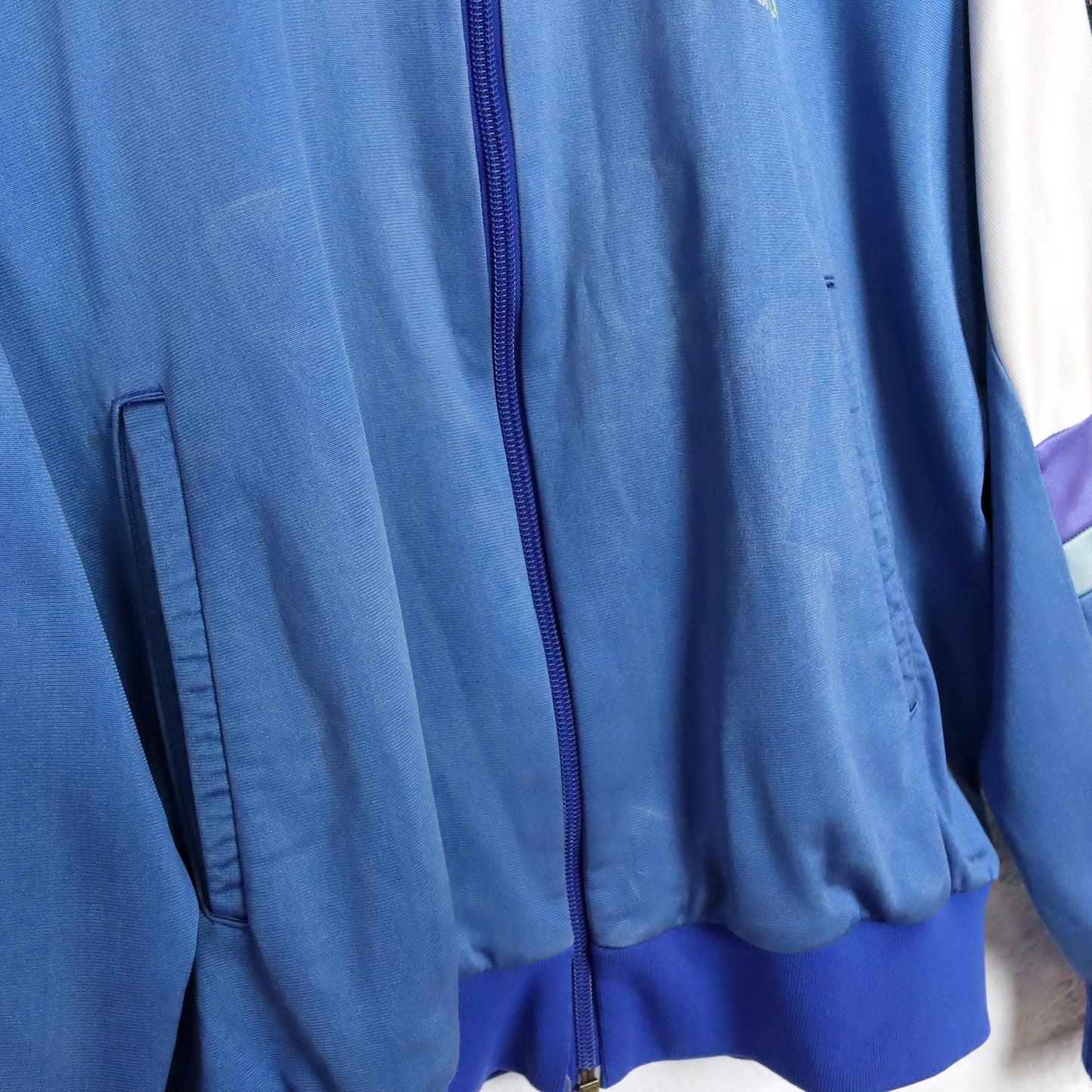 Vintage 80s 90s ASICS tracksuit jacket stand-up collar white blue M 48