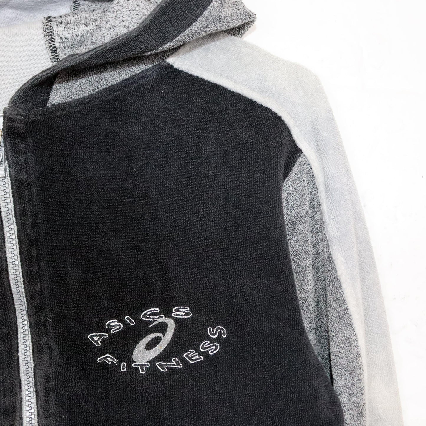 Vintage 80s 90s ASICS tracksuit jacket crop terry cloth jacket grey S