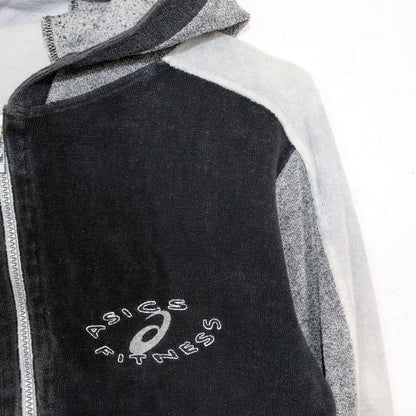 Vintage 80s 90s ASICS tracksuit jacket crop terry cloth jacket grey S