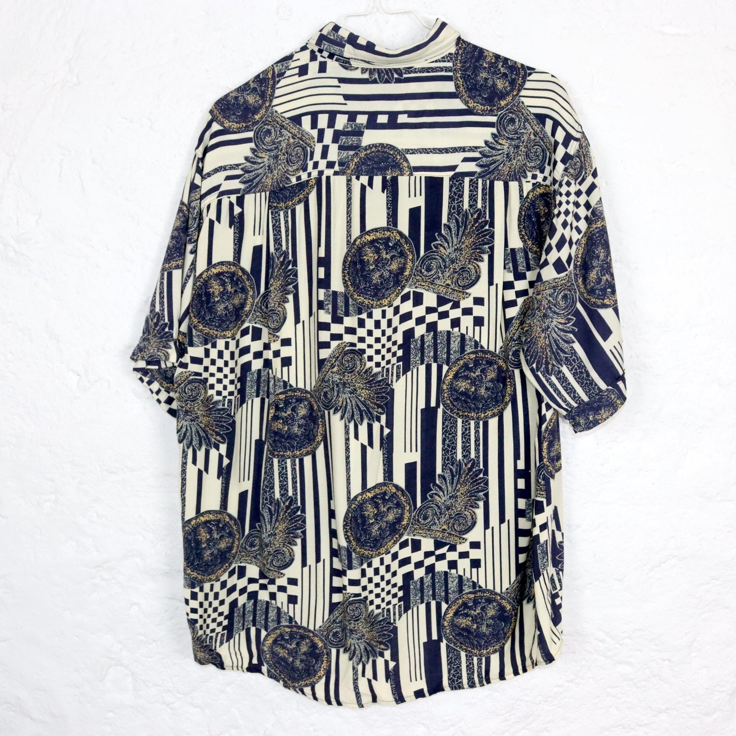 Vintage 80er 90er AZZURRA CASUAL Hemd kurzarm crazy pattern L