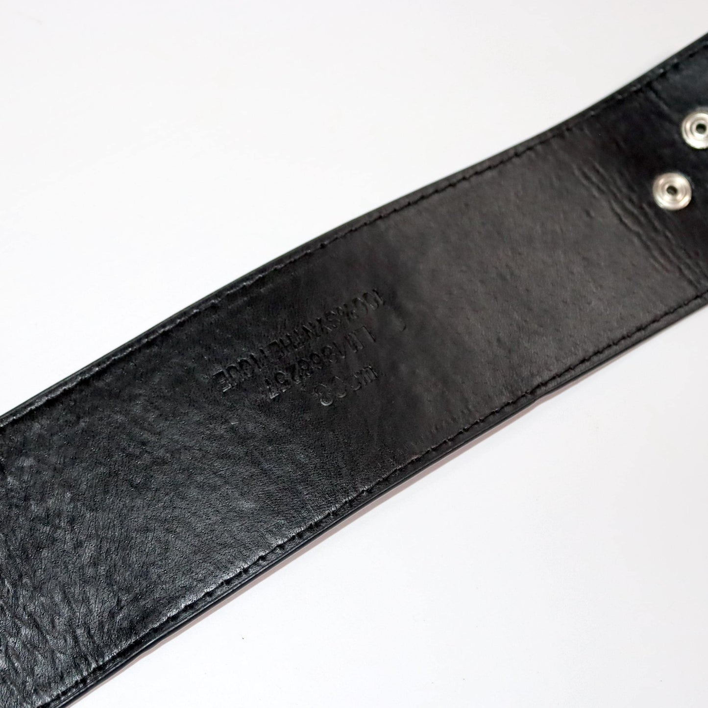 Vintage 80s 90s belt black wide rivets buckle silver Made in Italy 80 cm
