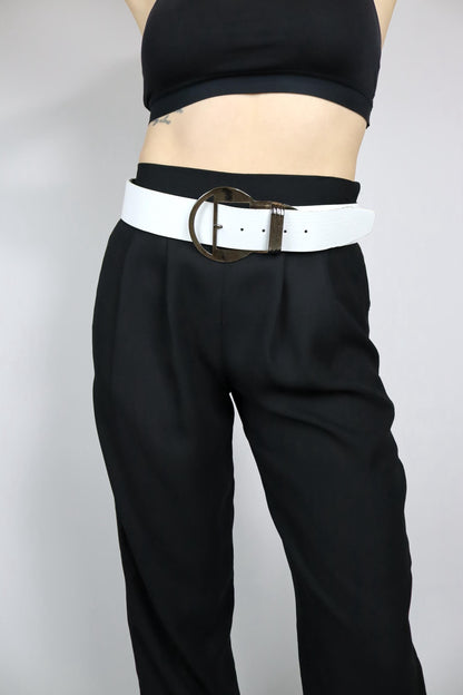 Vintage 80er 90er Gürtelweiß große Schnalle silber Made in Italy 85 cm