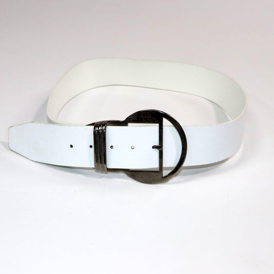 Vintage 80er 90er Gürtelweiß große Schnalle silber Made in Italy 85 cm