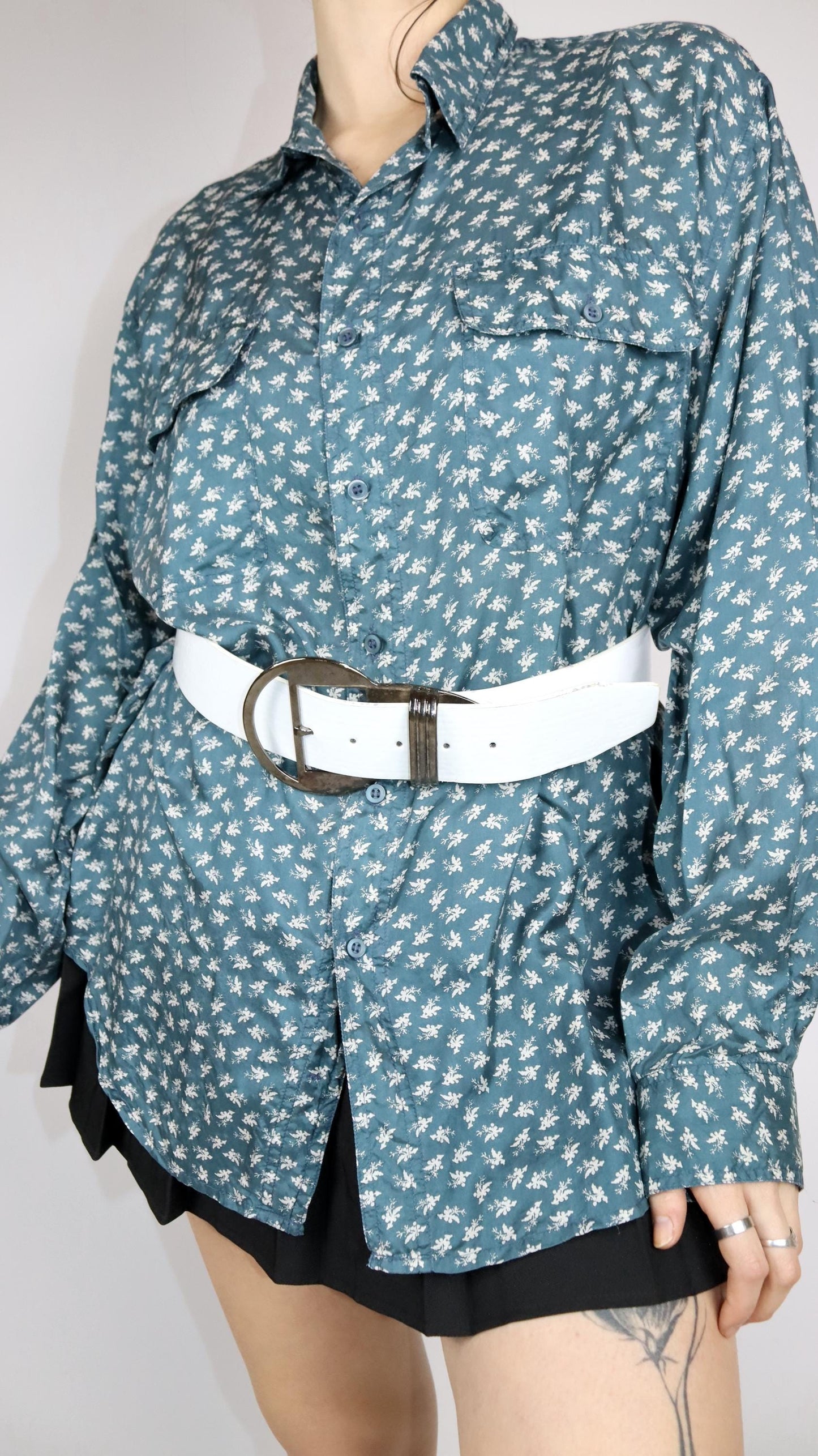 Vintage 80er 90er Gürtelweiß große Schnalle silber Made in Italy 85 cm