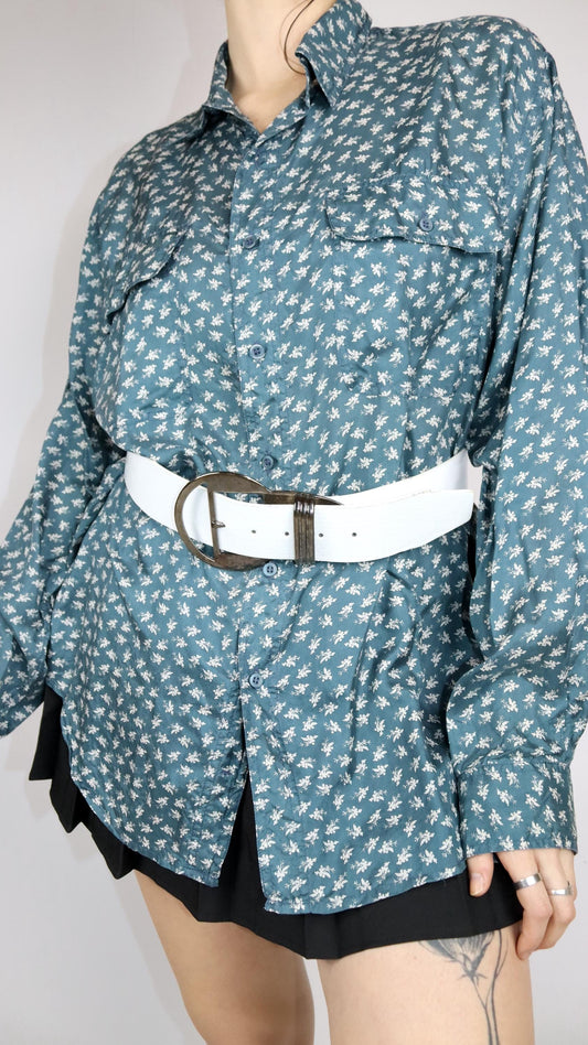 Vintage 80er 90er Gürtelweiß große Schnalle silber Made in Italy 85 cm