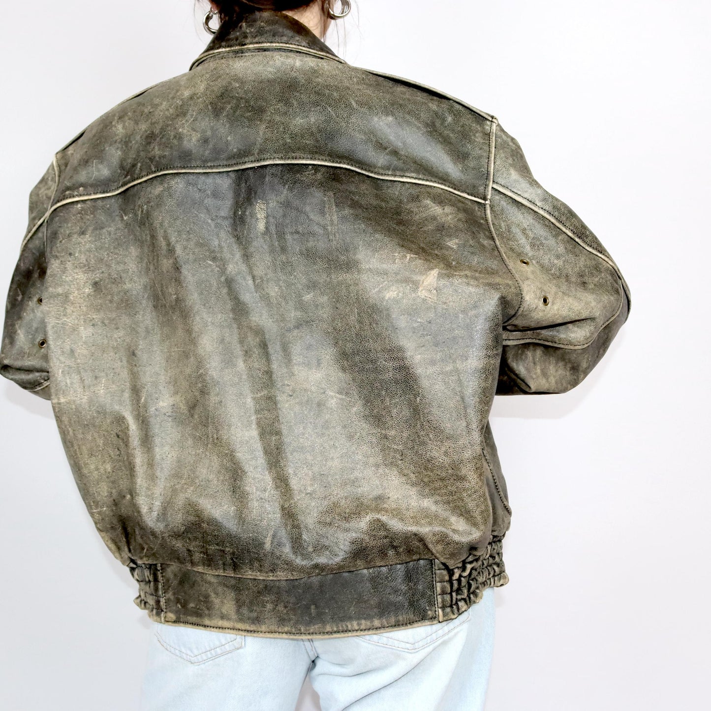 Vintage 80s 90s CHEVIGNON leather jacket used look genuine leather XXL