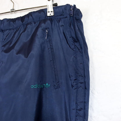 Vintage 80s 90s ADIDAS jogging pants tracksuit pants zippers dark blue shiny L