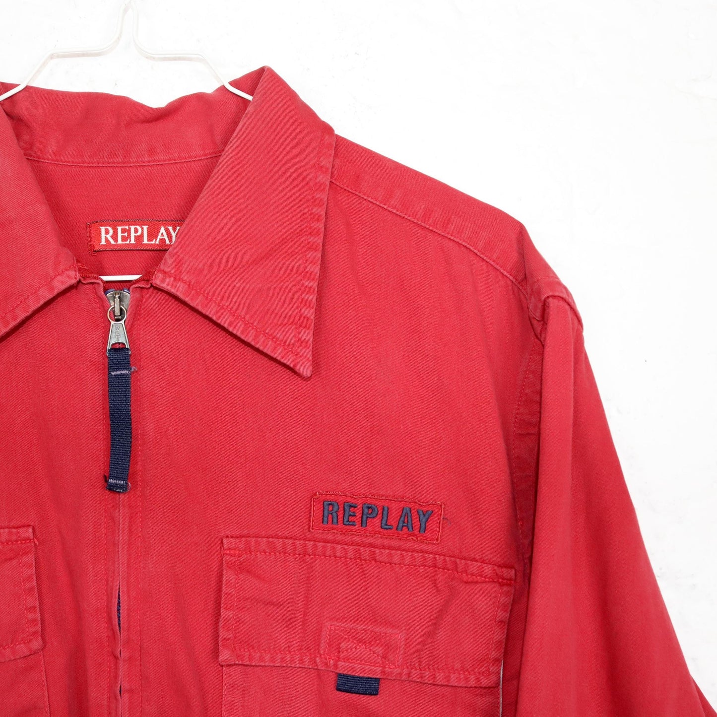 Vintage 80s 90s REPLAY shirt long sleeve red zipper M