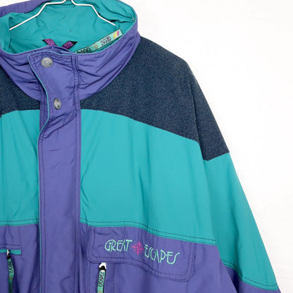 Vintage 80s 90s GREAT ESCAPES parka coat jacket turquoise purple grey 58 XXXL